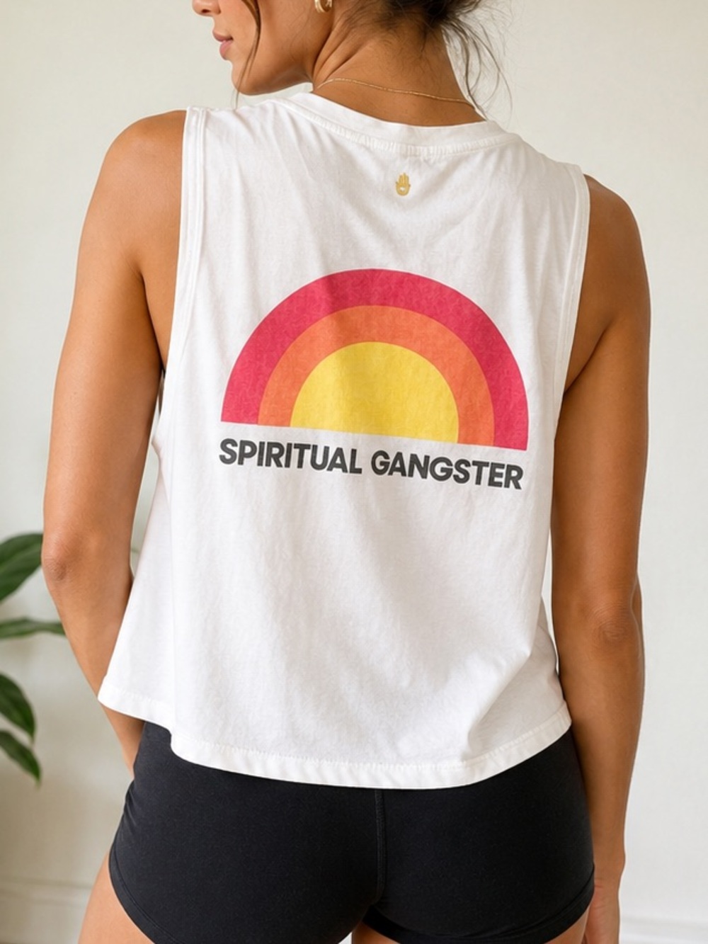 Spiritual Gangster Rainbow Graphic Muscle Tank Top White Yoga Athleisure Boho